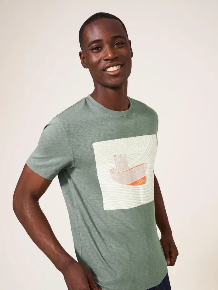 White Stuff TSHIRTS Trawler Graphic Tshirt Dusty Green 8211 Men White Stuff TSHIRTS Trawler Graphic Tshirt Dusty Green 8211 Men