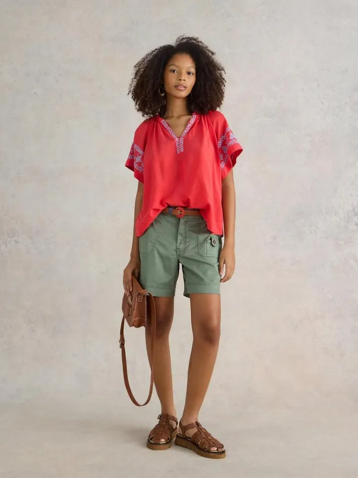 White Stuff TOPS and TEES Anna Cotton Embroidered Top Orange Multi 8211 Women White Stuff TOPS and TEES Anna Cotton Embroidered Top Orange Multi 8211 Women