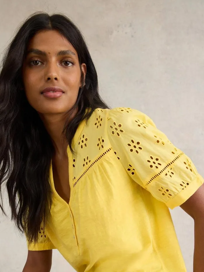 White Stuff TOPS and TEES BELLA BRODERIE MIX TOP Bright Yellow 8211 Women White Stuff TOPS and TEES BELLA BRODERIE MIX TOP Bright Yellow 8211 Women