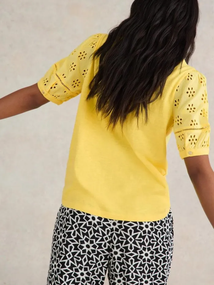 White Stuff TOPS and TEES BELLA BRODERIE MIX TOP Bright Yellow 8211 Women White Stuff TOPS and TEES BELLA BRODERIE MIX TOP Bright Yellow 8211 Women