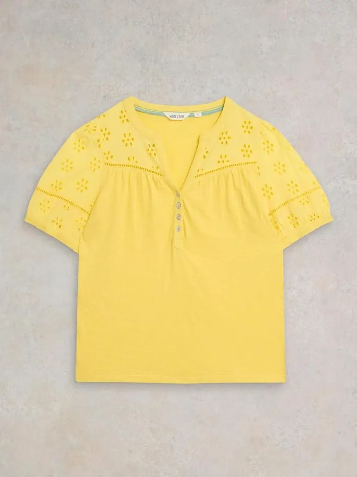 White Stuff TOPS and TEES BELLA BRODERIE MIX TOP Bright Yellow 8211 Women White Stuff TOPS and TEES BELLA BRODERIE MIX TOP Bright Yellow 8211 Women