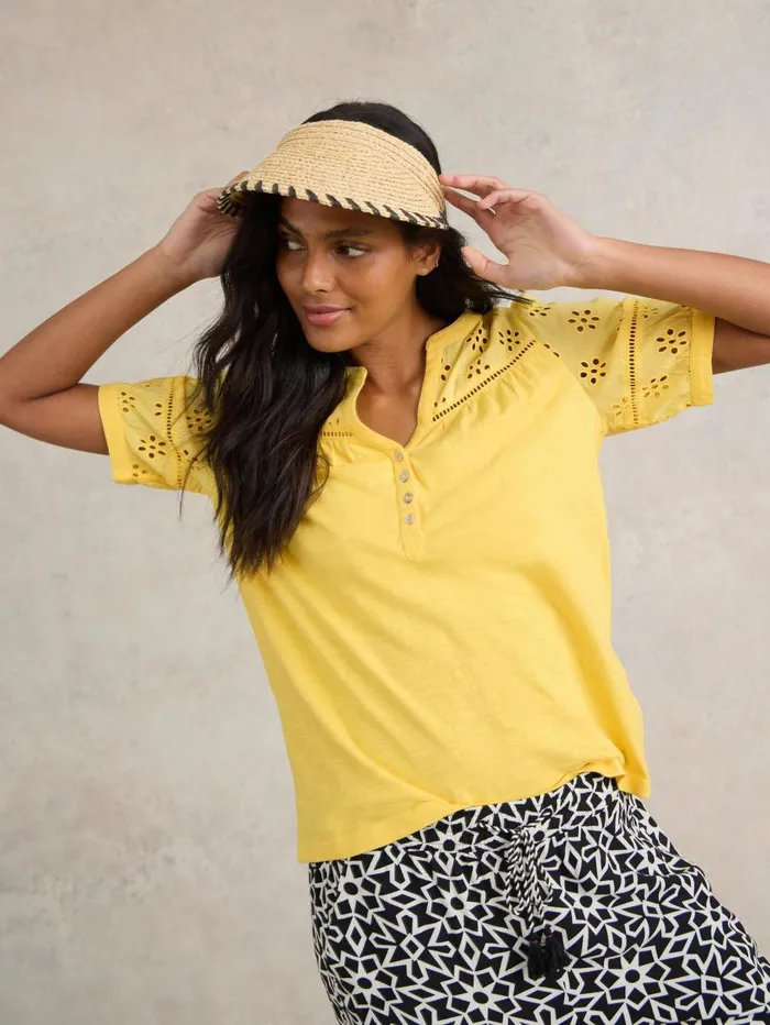 White Stuff TOPS and TEES BELLA BRODERIE MIX TOP Bright Yellow 8211 Women White Stuff TOPS and TEES BELLA BRODERIE MIX TOP Bright Yellow 8211 Women