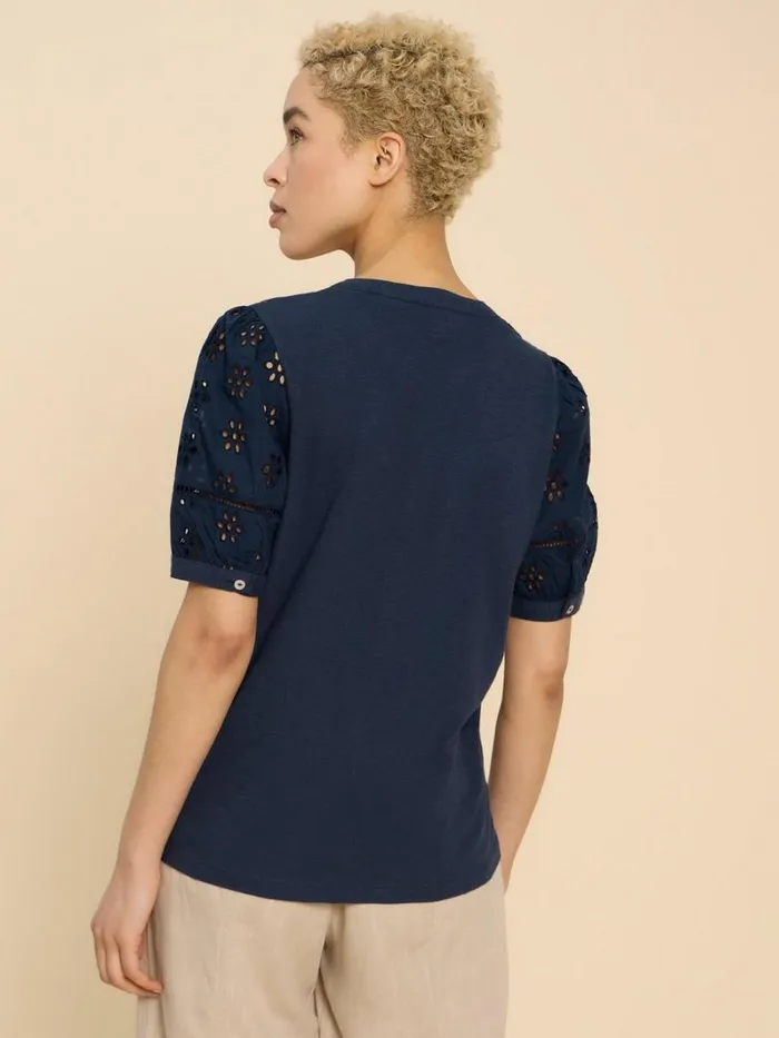 White Stuff TOPS and TEES BELLA BRODERIE MIX TOP French Navy 8211 Women White Stuff TOPS and TEES BELLA BRODERIE MIX TOP French Navy 8211 Women