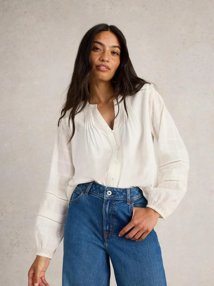 White Stuff TOPS and TEES BLOSSOM BUTTON NECK BOHO TOP Natural White 8211 Women White Stuff TOPS and TEES BLOSSOM BUTTON NECK BOHO TOP Natural White 8211 Women