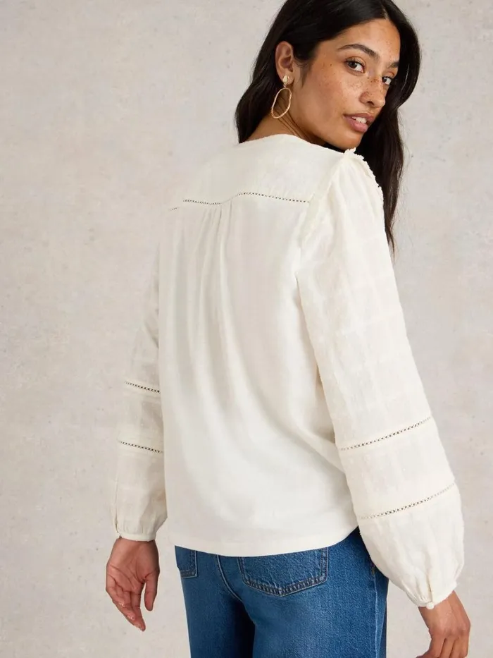 White Stuff TOPS and TEES BLOSSOM BUTTON NECK BOHO TOP Natural White 8211 Women White Stuff TOPS and TEES BLOSSOM BUTTON NECK BOHO TOP Natural White 8211 Women