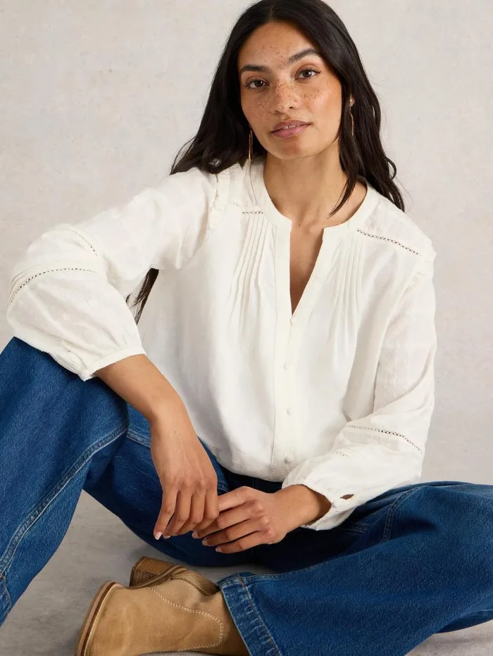 White Stuff TOPS and TEES BLOSSOM BUTTON NECK BOHO TOP Natural White 8211 Women White Stuff TOPS and TEES BLOSSOM BUTTON NECK BOHO TOP Natural White 8211 Women