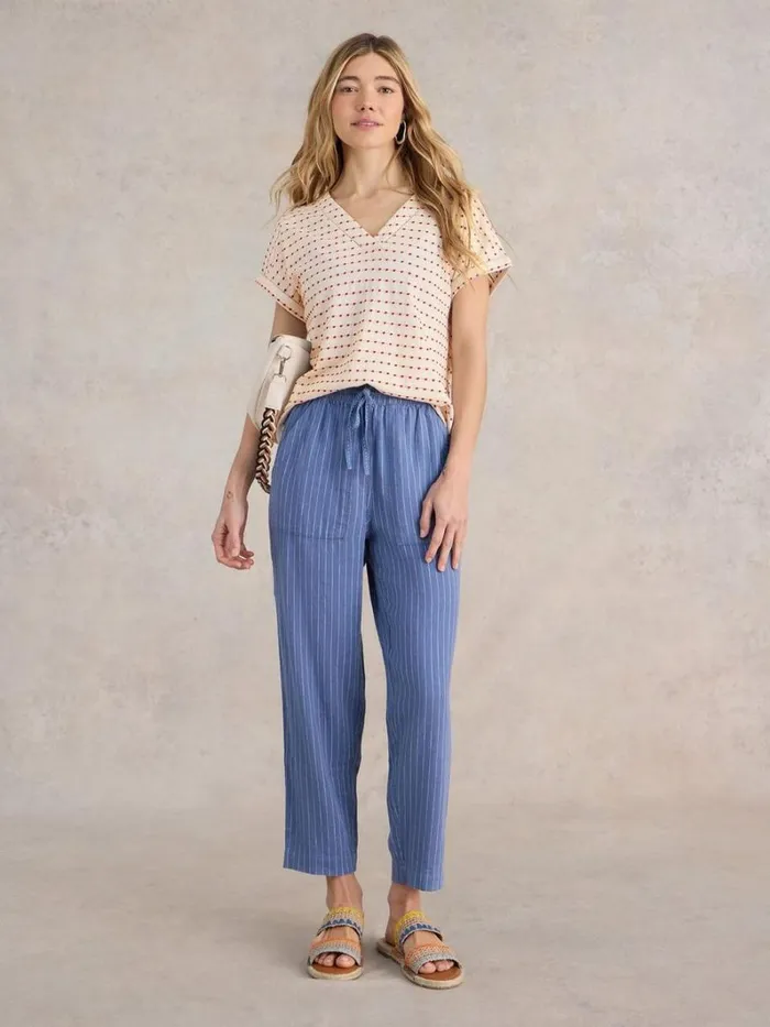 White Stuff TOPS and TEES EMBROIDERED STRIPE V NECK TEE Natural Multi 8211 Women White Stuff TOPS and TEES EMBROIDERED STRIPE V NECK TEE Natural Multi 8211 Women