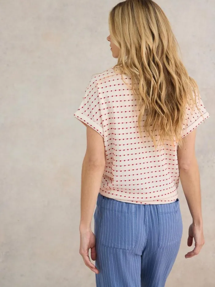 White Stuff TOPS and TEES EMBROIDERED STRIPE V NECK TEE Natural Multi 8211 Women White Stuff TOPS and TEES EMBROIDERED STRIPE V NECK TEE Natural Multi 8211 Women