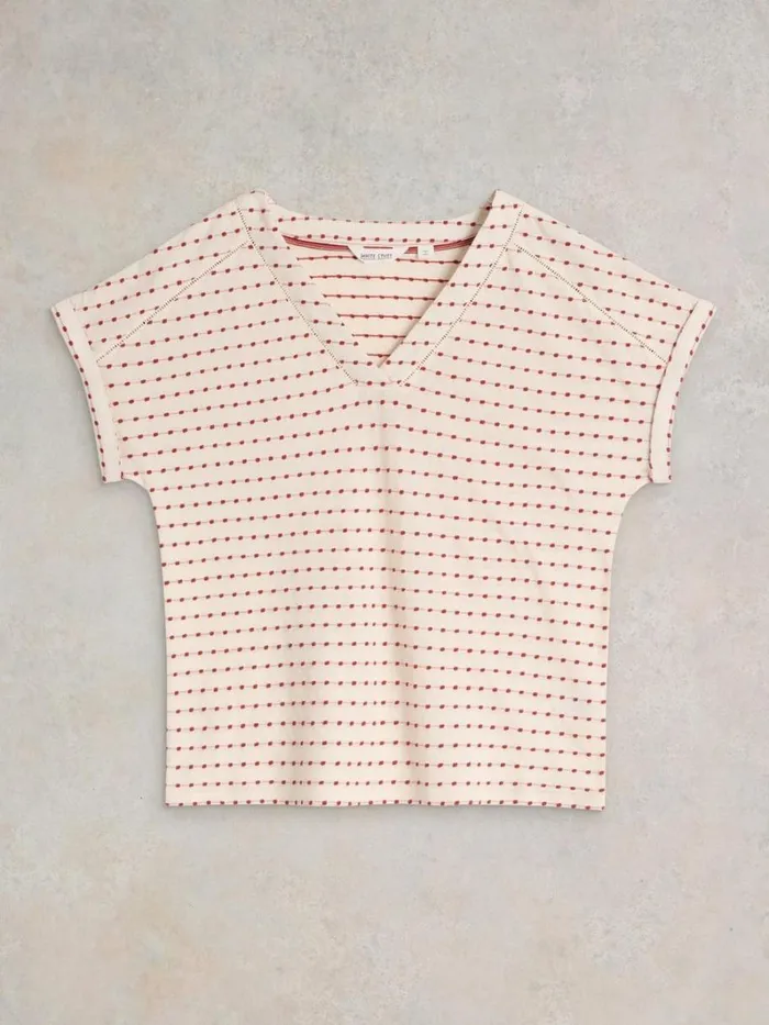 White Stuff TOPS and TEES EMBROIDERED STRIPE V NECK TEE Natural Multi 8211 Women White Stuff TOPS and TEES EMBROIDERED STRIPE V NECK TEE Natural Multi 8211 Women