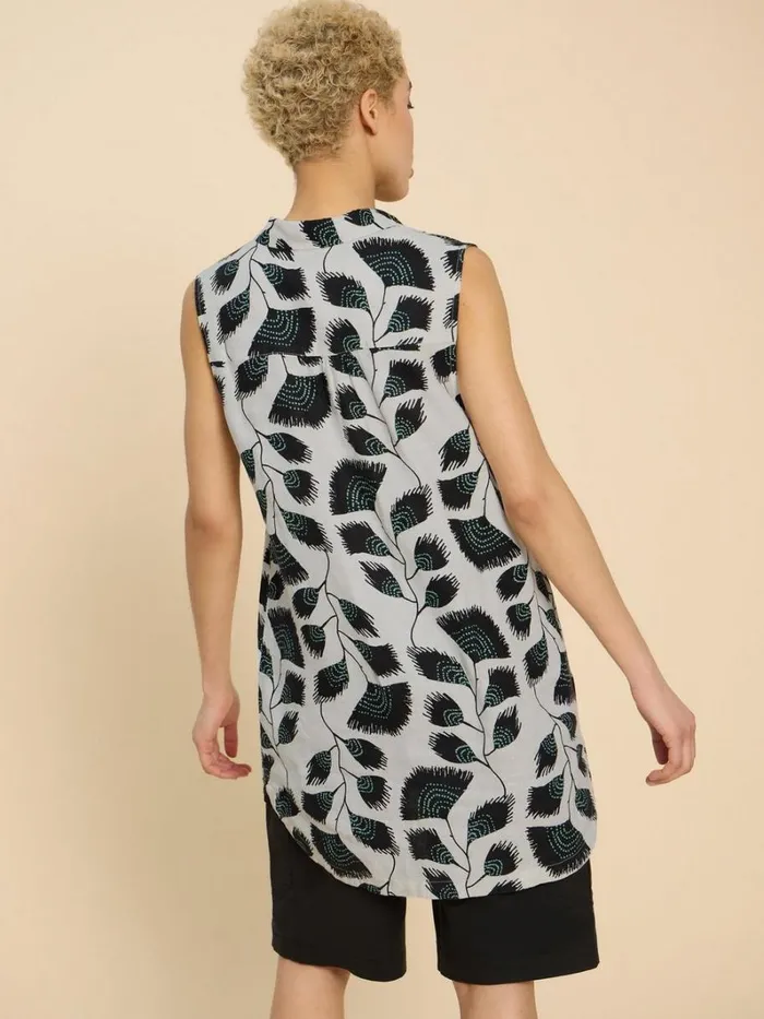 White Stuff TOPS and TEES Evelyn Sleeveless Linen Tunic Black Print 8211 Women White Stuff TOPS and TEES Evelyn Sleeveless Linen Tunic Black Print 8211 Women
