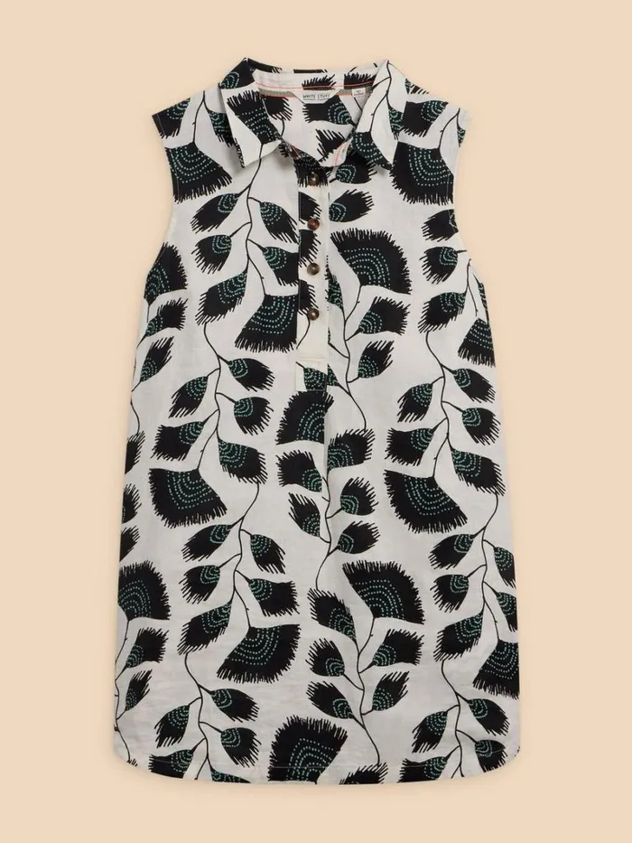 White Stuff TOPS and TEES Evelyn Sleeveless Linen Tunic Black Print 8211 Women White Stuff TOPS and TEES Evelyn Sleeveless Linen Tunic Black Print 8211 Women