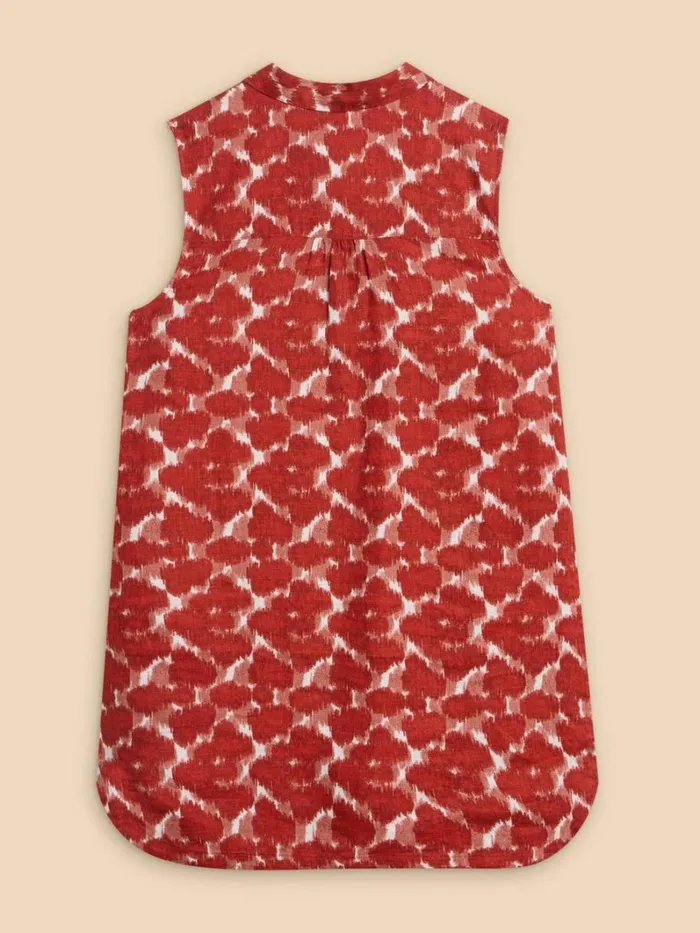 White Stuff TOPS and TEES Evelyn Sleeveless Linen Tunic Red Print 8211 Women White Stuff TOPS and TEES Evelyn Sleeveless Linen Tunic Red Print 8211 Women