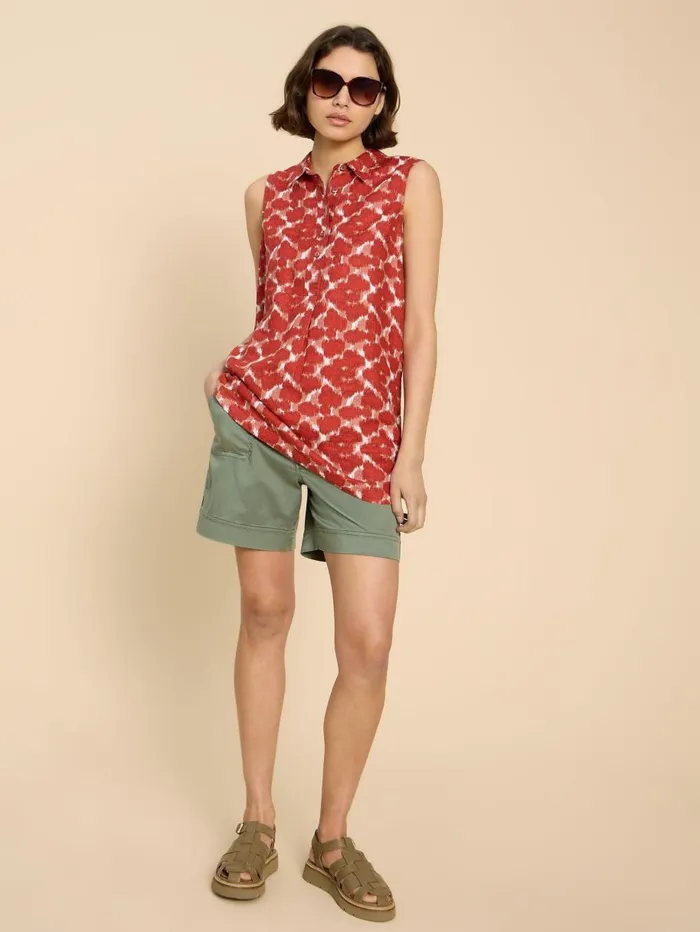 White Stuff TOPS and TEES Evelyn Sleeveless Linen Tunic Red Print 8211 Women White Stuff TOPS and TEES Evelyn Sleeveless Linen Tunic Red Print 8211 Women