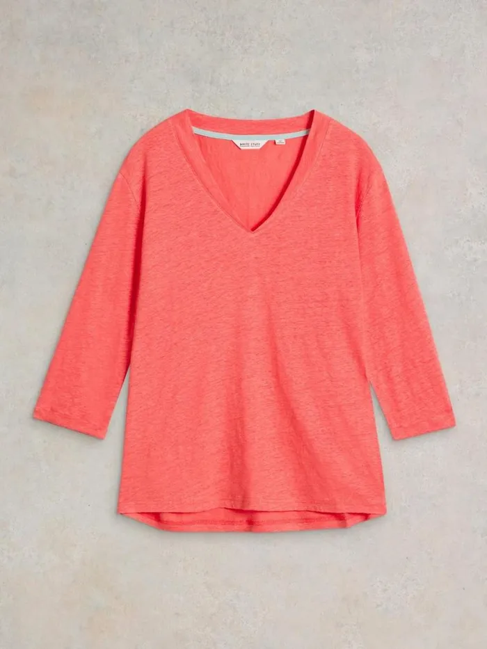 White Stuff TOPS and TEES ISLA LINEN V NECK TEE Mid Pink 8211 Women White Stuff TOPS and TEES ISLA LINEN V NECK TEE Mid Pink 8211 Women