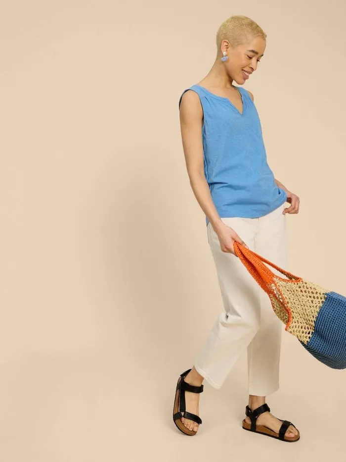 White Stuff TOPS and TEES LAILA COTTON VEST Mid Blue 8211 Women