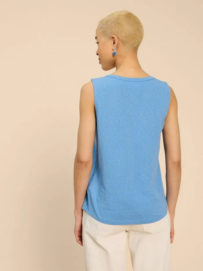 White Stuff TOPS and TEES LAILA COTTON VEST Mid Blue 8211 Women White Stuff TOPS and TEES LAILA COTTON VEST Mid Blue 8211 Women