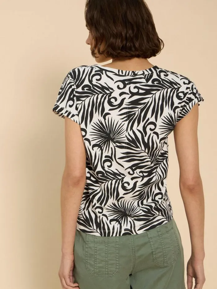 White Stuff TOPS and TEES NELLY COTTON NOTCH NECK TEE Black Print 8211 Women White Stuff TOPS and TEES NELLY COTTON NOTCH NECK TEE Black Print 8211 Women