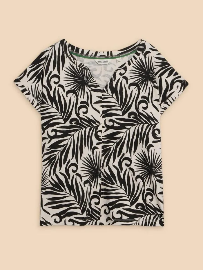 White Stuff TOPS and TEES NELLY COTTON NOTCH NECK TEE Black Print 8211 Women White Stuff TOPS and TEES NELLY COTTON NOTCH NECK TEE Black Print 8211 Women