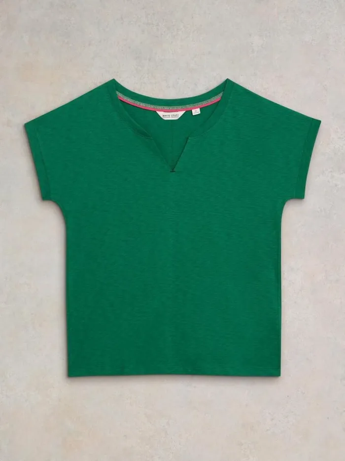 White Stuff TOPS and TEES NELLY COTTON NOTCH NECK TEE Mid Green 8211 Women White Stuff TOPS and TEES NELLY COTTON NOTCH NECK TEE Mid Green 8211 Women