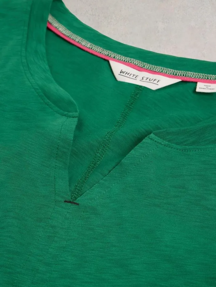 White Stuff TOPS and TEES NELLY COTTON NOTCH NECK TEE Mid Green 8211 Women White Stuff TOPS and TEES NELLY COTTON NOTCH NECK TEE Mid Green 8211 Women