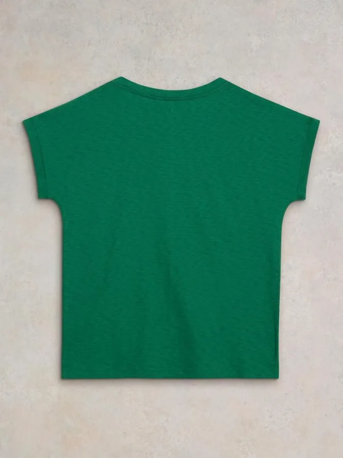 White Stuff TOPS and TEES NELLY COTTON NOTCH NECK TEE Mid Green 8211 Women White Stuff TOPS and TEES NELLY COTTON NOTCH NECK TEE Mid Green 8211 Women