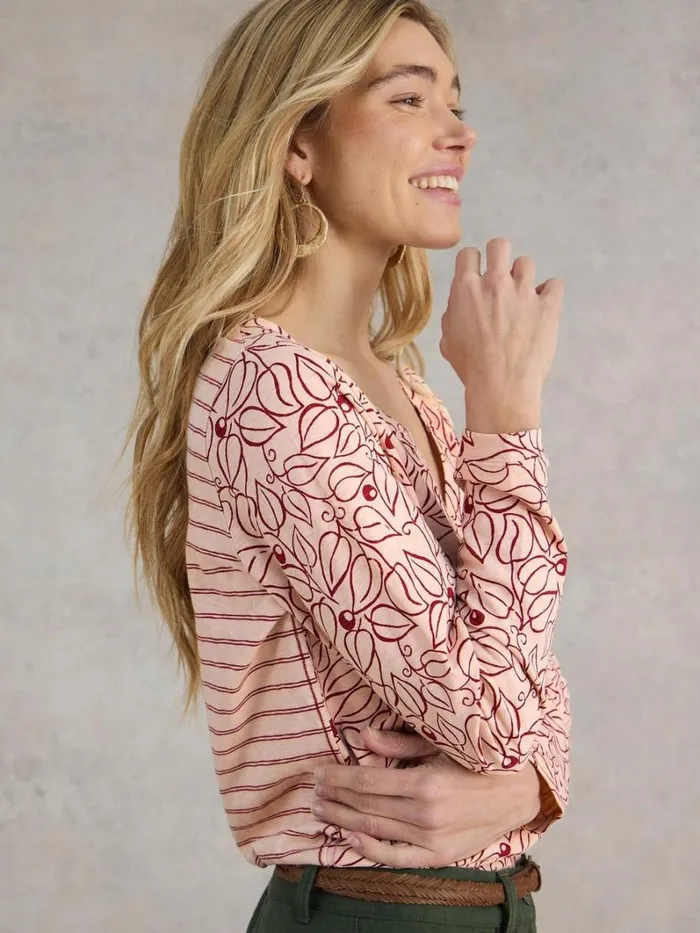 White Stuff TOPS and TEES NELLY LONG SLEEVE TEE Pink Print 8211 Women