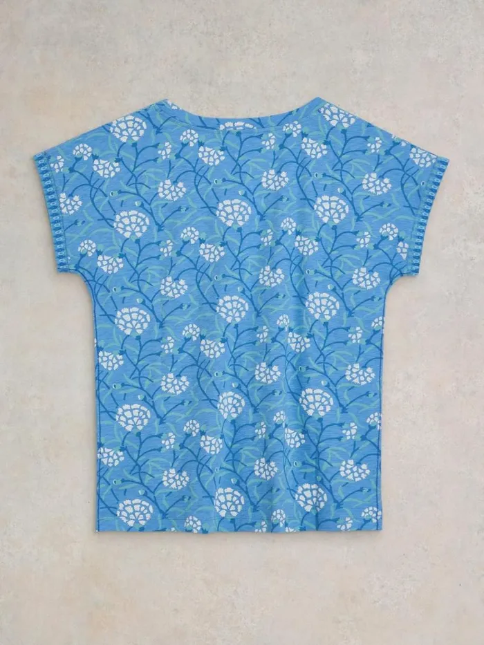 White Stuff TOPS and TEES NELLY NOTCH NECK COTTON TEE Blue Print 8211 Women White Stuff TOPS and TEES NELLY NOTCH NECK COTTON TEE Blue Print 8211 Women