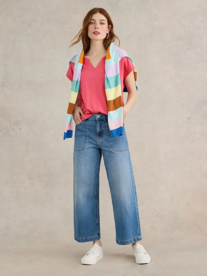 White Stuff TOPS and TEES NELLY NOTCH NECK COTTON TEE Light Pink 8211 Women White Stuff TOPS and TEES NELLY NOTCH NECK COTTON TEE Light Pink 8211 Women