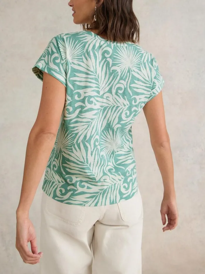 White Stuff TOPS and TEES NELLY NOTCH NECK COTTON TEE Teal Print 8211 Women White Stuff TOPS and TEES NELLY NOTCH NECK COTTON TEE Teal Print 8211 Women