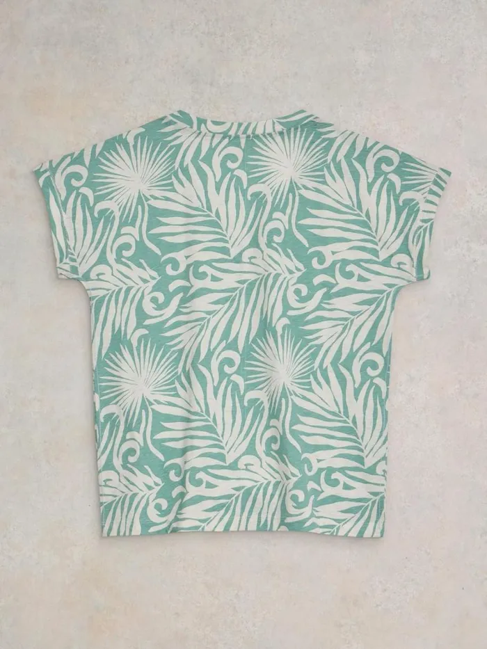 White Stuff TOPS and TEES NELLY NOTCH NECK COTTON TEE Teal Print 8211 Women White Stuff TOPS and TEES NELLY NOTCH NECK COTTON TEE Teal Print 8211 Women