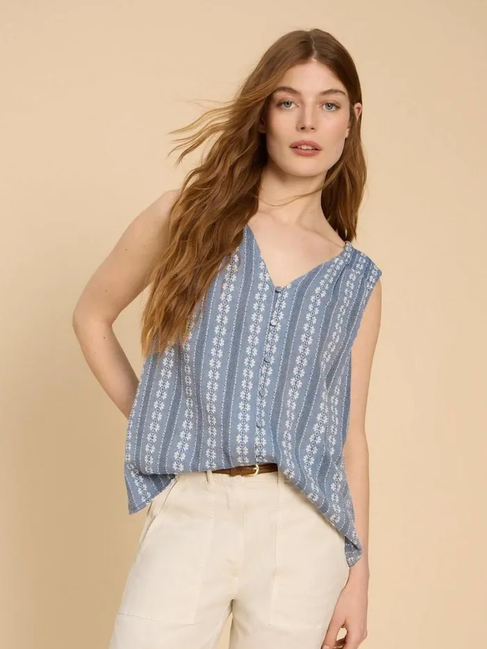 White Stuff TOPS and TEES Rhiannon Organic Cotton Vest Blue Multi 8211 Women White Stuff TOPS and TEES Rhiannon Organic Cotton Vest Blue Multi 8211 Women