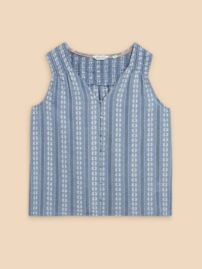 White Stuff TOPS and TEES Rhiannon Organic Cotton Vest Blue Multi 8211 Women White Stuff TOPS and TEES Rhiannon Organic Cotton Vest Blue Multi 8211 Women