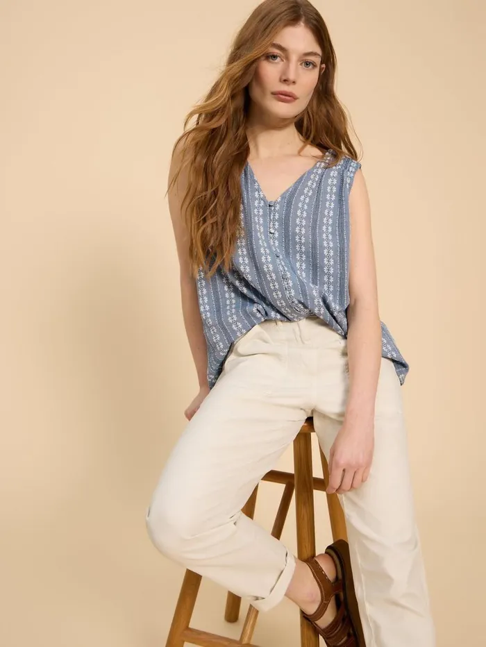 White Stuff TOPS and TEES Rhiannon Organic Cotton Vest Blue Multi 8211 Women White Stuff TOPS and TEES Rhiannon Organic Cotton Vest Blue Multi 8211 Women