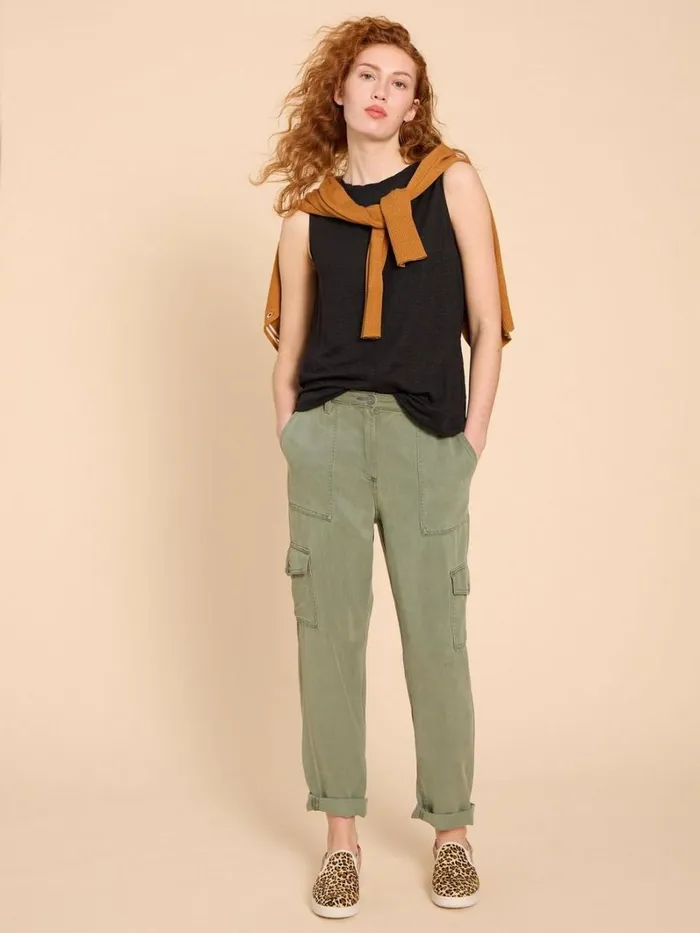 White Stuff TOPS and TEES RYLEE LINEN VEST Pure Black 8211 Women