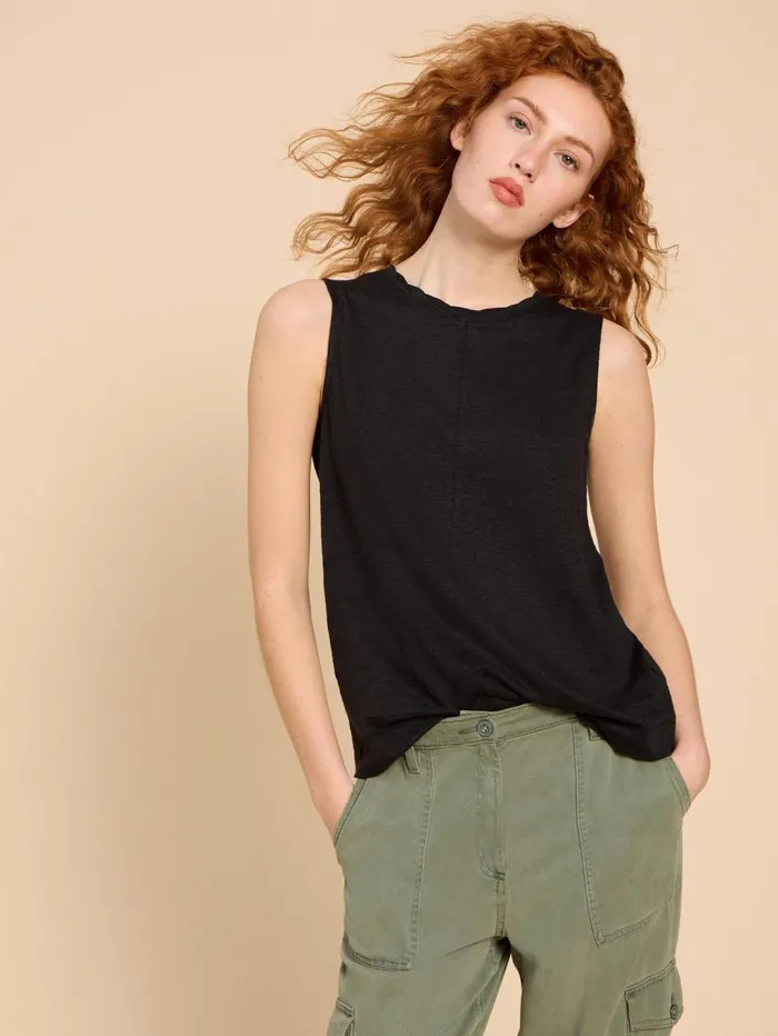 White Stuff TOPS and TEES RYLEE LINEN VEST Pure Black 8211 Women White Stuff TOPS and TEES RYLEE LINEN VEST Pure Black 8211 Women