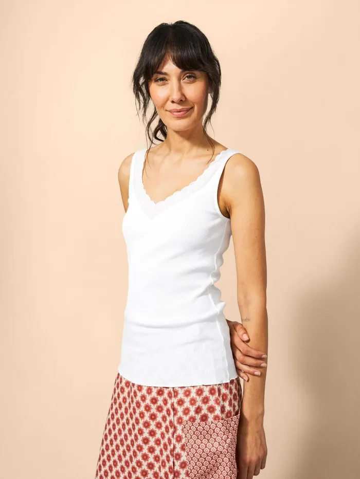 White Stuff TOPS and TEES SEABREEZE V NECK VEST Brilliant White 8211 Women