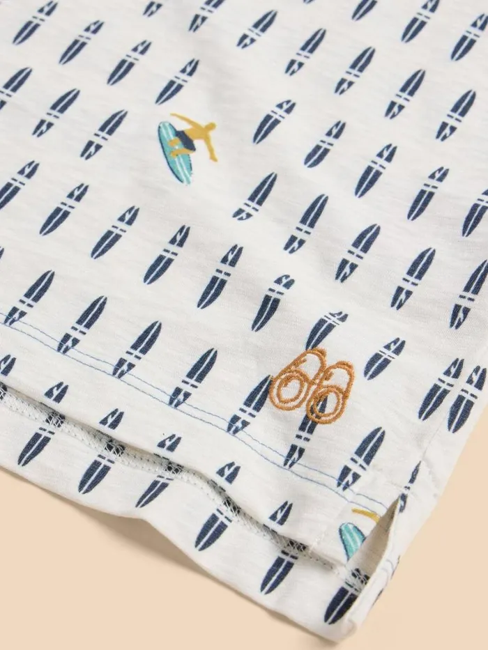 White Stuff TOPS Boys Surfers Print Polo Ivory Multi 8211 Kids