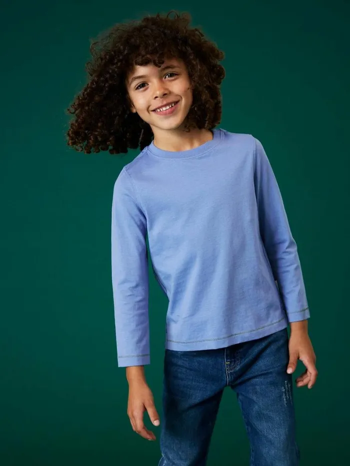 White Stuff TOPS Long Sleeve Abersoch T Shirt Light Blue 8211 Kids