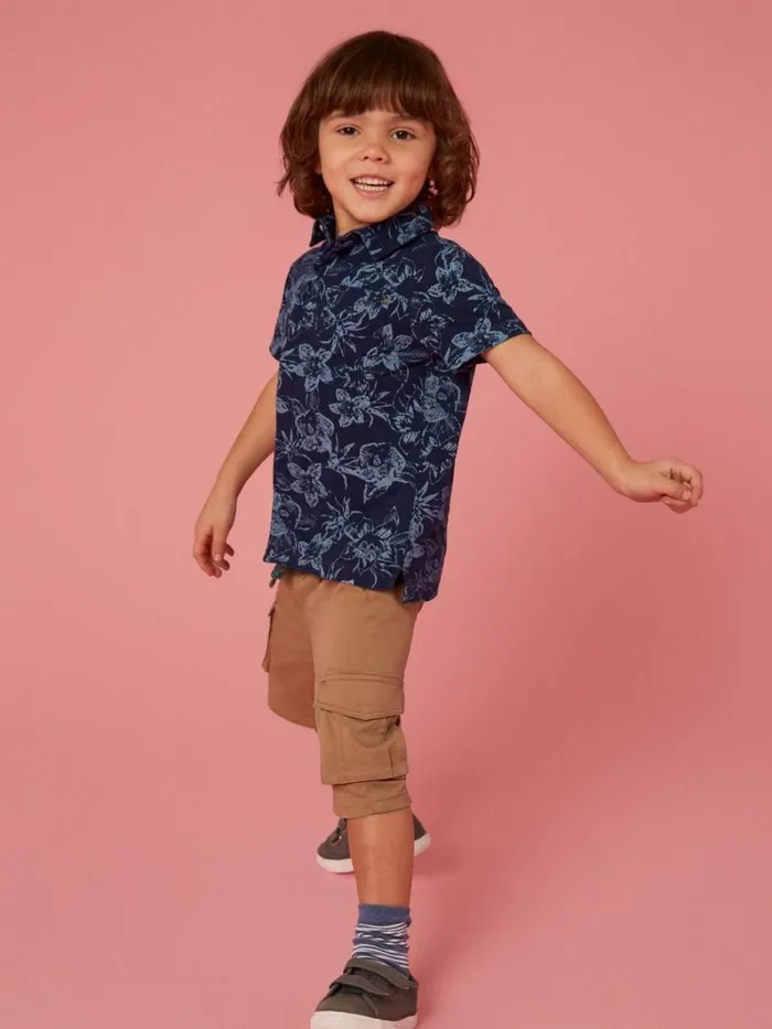 White Stuff TOPS Palm Printed Polo Navy Print 8211 Kids White Stuff TOPS Palm Printed Polo Navy Print 8211 Kids