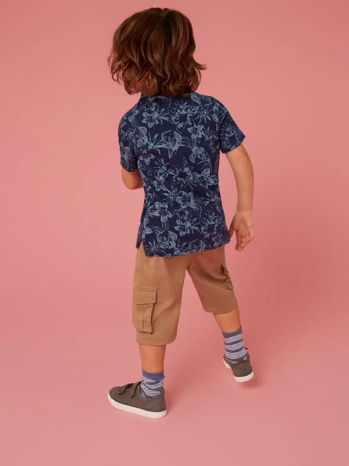 White Stuff TOPS Palm Printed Polo Navy Print 8211 Kids White Stuff TOPS Palm Printed Polo Navy Print 8211 Kids
