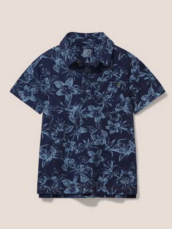 White Stuff TOPS Palm Printed Polo Navy Print 8211 Kids White Stuff TOPS Palm Printed Polo Navy Print 8211 Kids