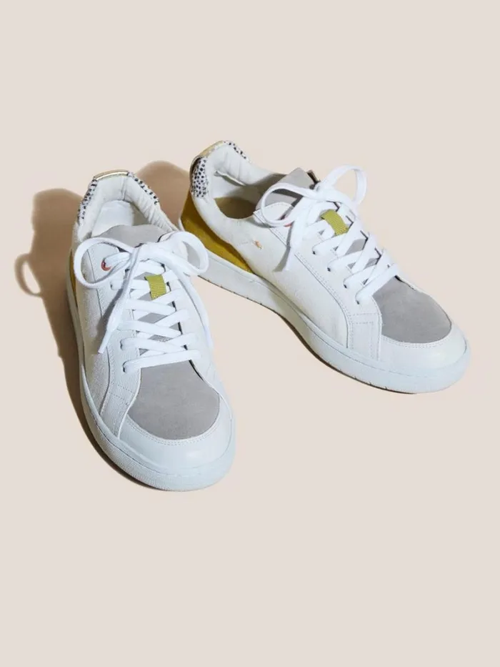White Stuff TRAINERS Leather Suede Trainer Natural Multi 8211 Women
