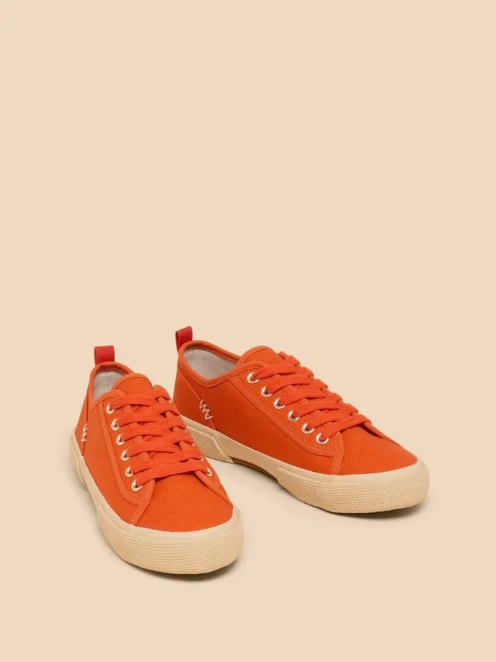 White Stuff TRAINERS Pippa Canvas Lace Up Trainer Bright Orange 8211 Women