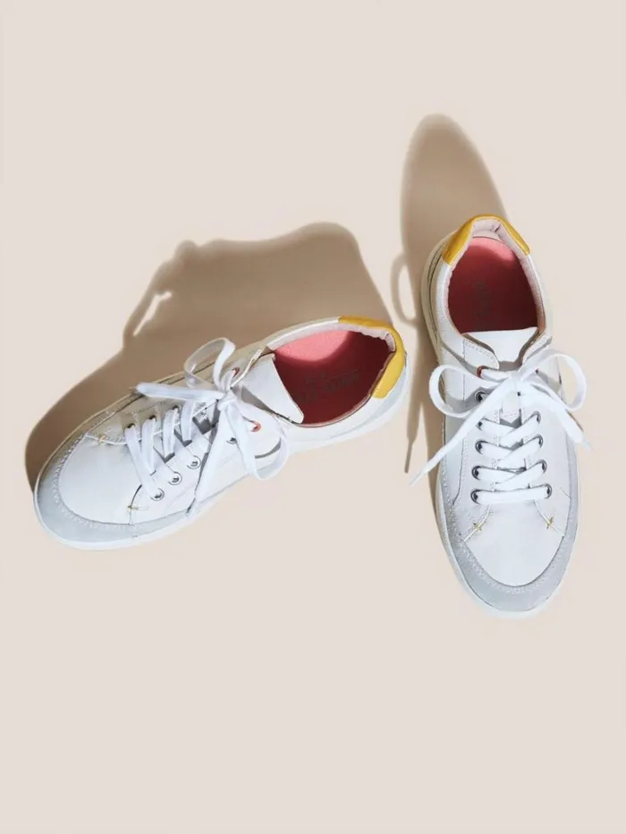 White Stuff TRAINERS Tula Leather Lace Up Trainer White Multi 8211 Women