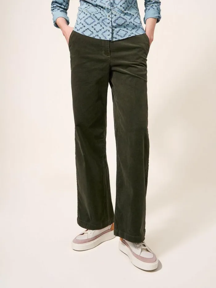 White Stuff TROUSERS Belle Cord Wide Leg Khaki Green 8211 Women White Stuff TROUSERS Belle Cord Wide Leg Khaki Green 8211 Women