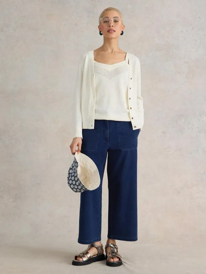 White Stuff TROUSERS Belle Jersey Wide Leg Crop Dk Denim 8211 Women White Stuff TROUSERS Belle Jersey Wide Leg Crop Dk Denim 8211 Women