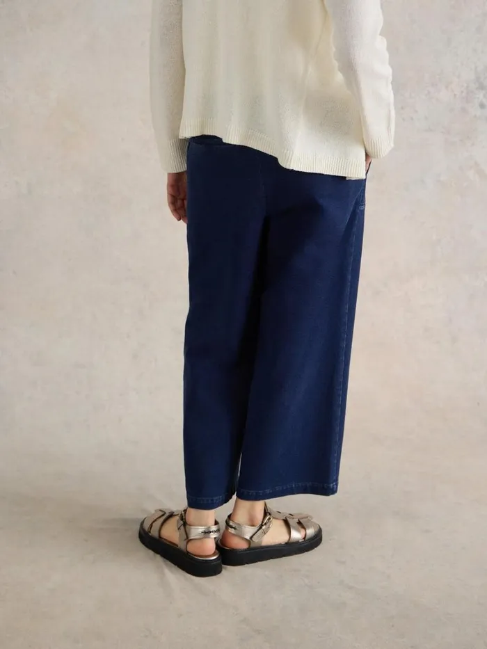 White Stuff TROUSERS Belle Jersey Wide Leg Crop Dk Denim 8211 Women White Stuff TROUSERS Belle Jersey Wide Leg Crop Dk Denim 8211 Women