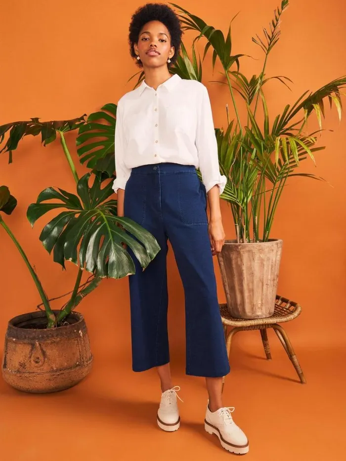 White Stuff TROUSERS Belle Jersey Wide Leg Crop Dk Denim 8211 Women White Stuff TROUSERS Belle Jersey Wide Leg Crop Dk Denim 8211 Women
