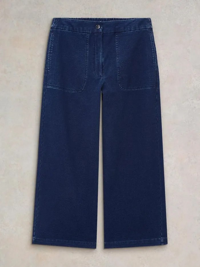 White Stuff TROUSERS Belle Jersey Wide Leg Crop Dk Denim 8211 Women White Stuff TROUSERS Belle Jersey Wide Leg Crop Dk Denim 8211 Women