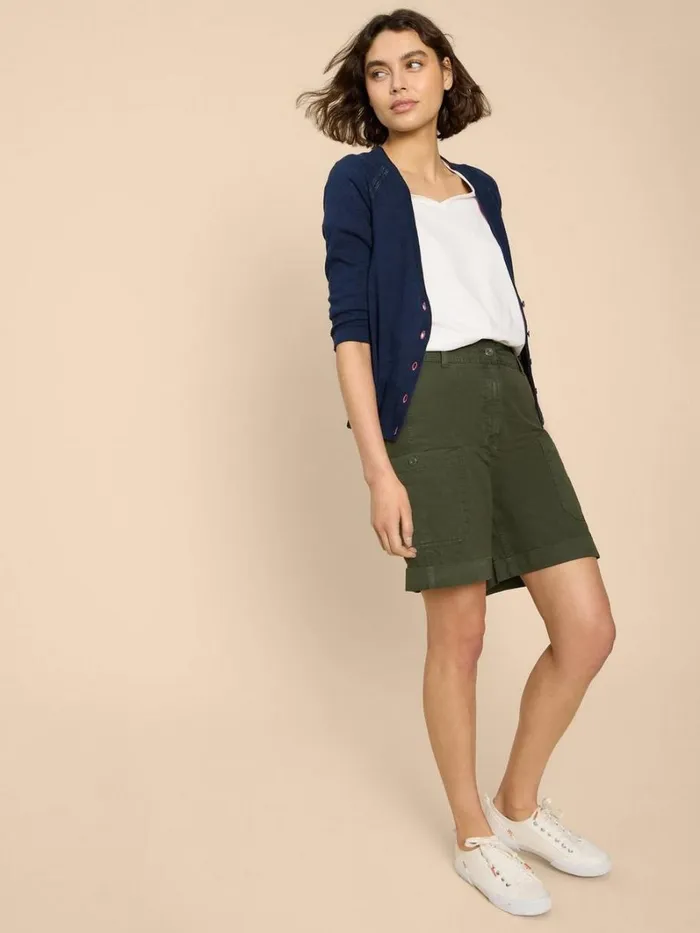 White Stuff TROUSERS Carlie Cargo Shorts Khaki Green 8211 Women